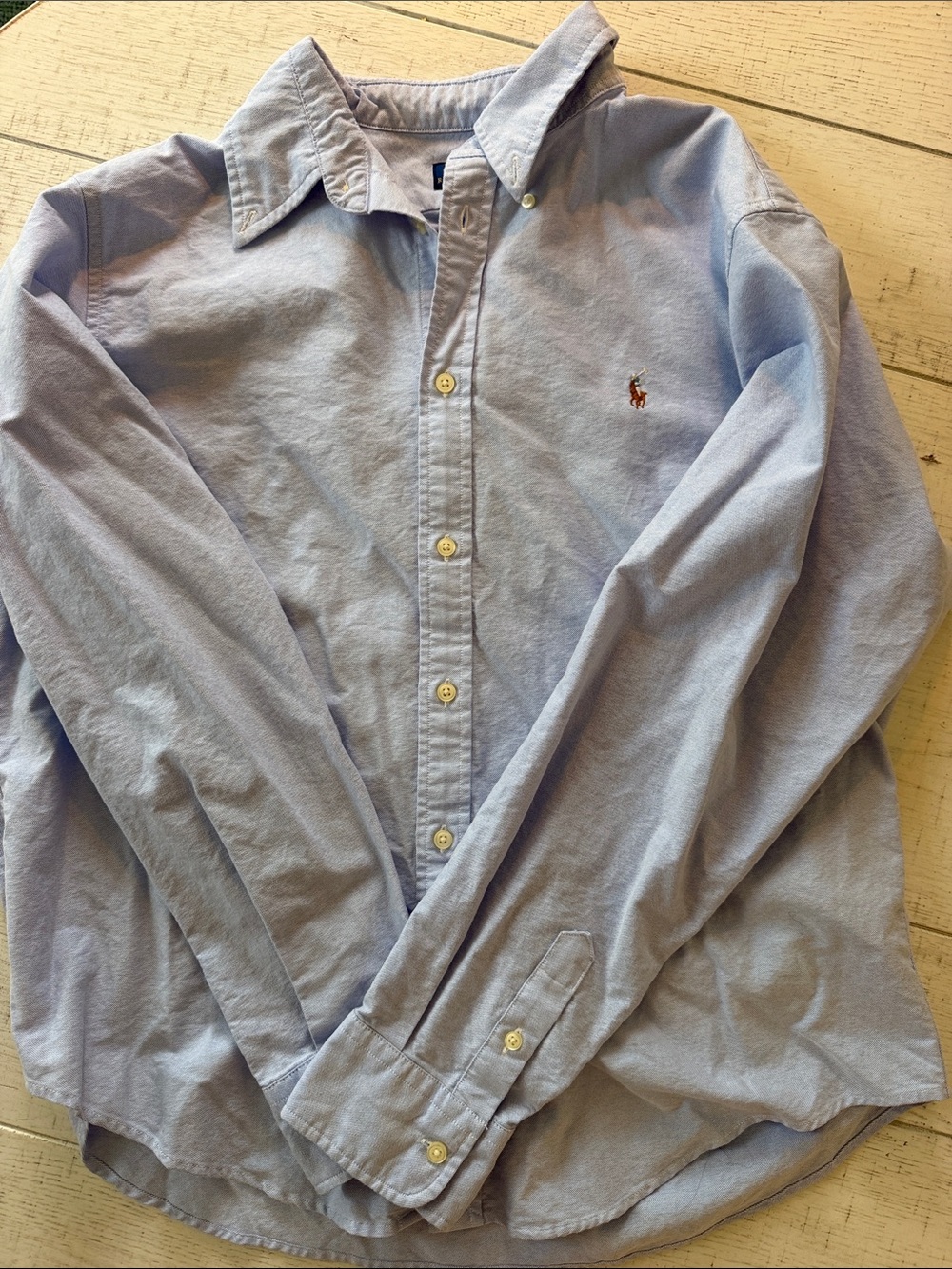Polo by Ralph Lauren Light Blue Cotton Button-Down Shirt with Pony Embroidery